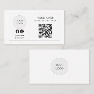 Cartão De Contato Logotipo de Ícone Social de QR Code Minimalista de