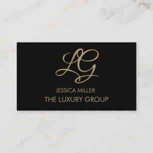 Cartão De Contato Logotipo de Script Elegante de Luxo Dourado Modern