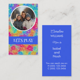 Cartão De Contato Mãe floral colorida para jogar Vamos azul