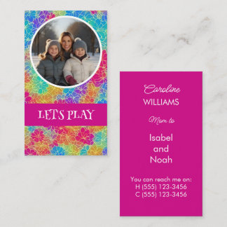 Cartão De Contato Mãe floral colorida para jogar Vamos rosa fotográf