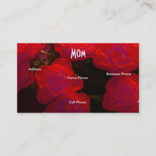 Cartão De Contato Mãe Rosas Amarelas Vermelhas