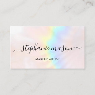 Cartão De Contato Makeup Artist Holographic Pastel Modern
