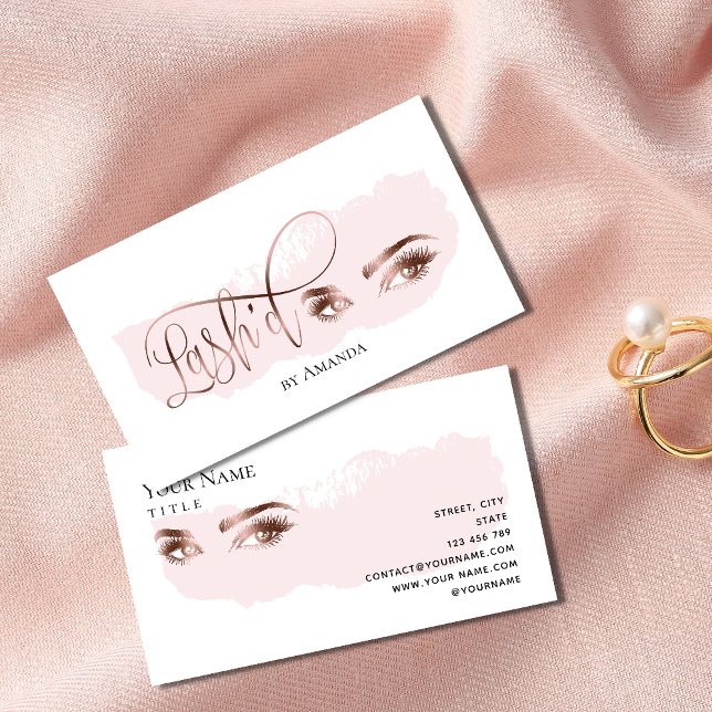 Cartão De Contato Makeup Eyebrow Olhos Lashes Rosa Dourado Lash (Criador carregado)