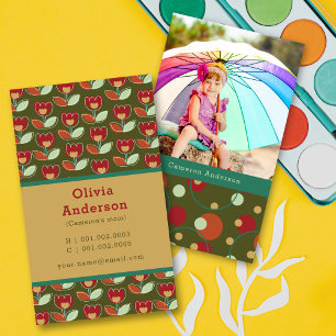 Cartão De Contato Mamãe De Fotografias De Blooms E Pontos De Tulipas