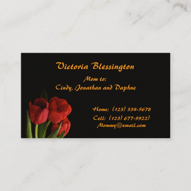 Cartão De Contato Mamãe Tulip (Frente)