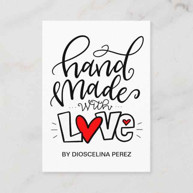 Cartão De Contato Mão Feita Com Amor, (Frente)