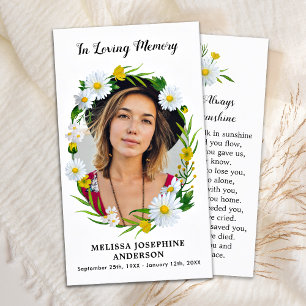 Cartão De Contato Memorial Floral Daisy Funeral Prayer Card Foto