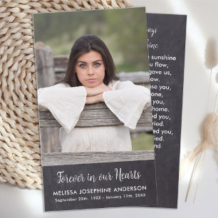 Cartão De Contato Memorial Funeral Prayer Card Rustic Photo