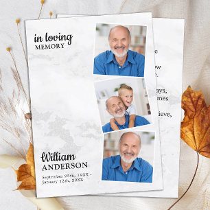 Cartão De Contato Memorial Moderno 3 Fotografia Funeral Prayer Card