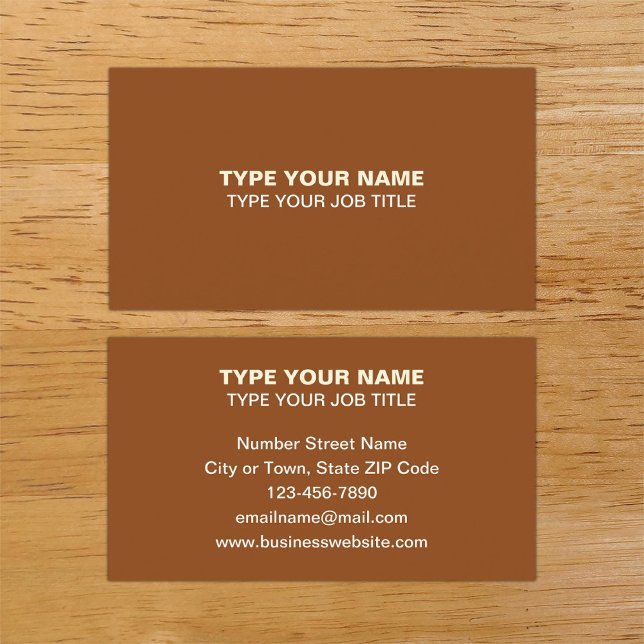 Cartão De Contato Mensagens simples com placa de chamada Design Brow (Plain texts design brown calling card.)
