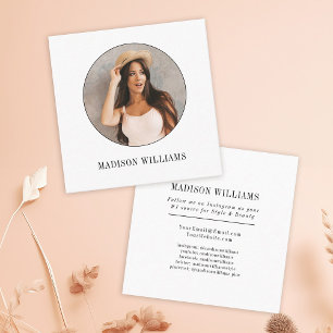 Cartão De Contato Mídia Social de Fotos Simples e Moderna Elegante