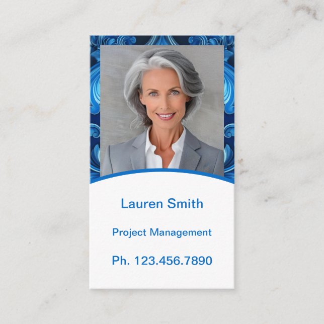 Cartão De Contato Mini placa de retomada | Placa de rede Blue Modern (Frente)
