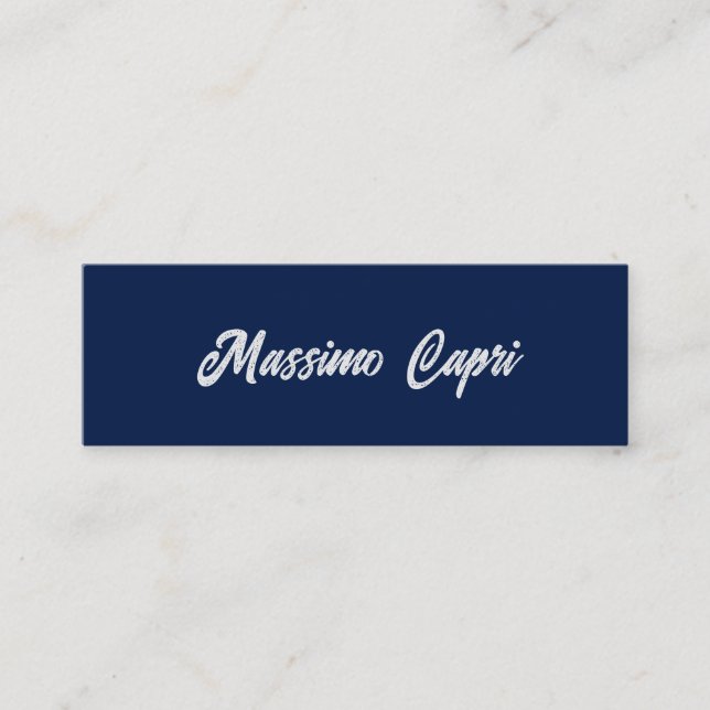 Cartão De Contato Minimalista Azul Escuro Elegante Nome Próprio Text (Frente)