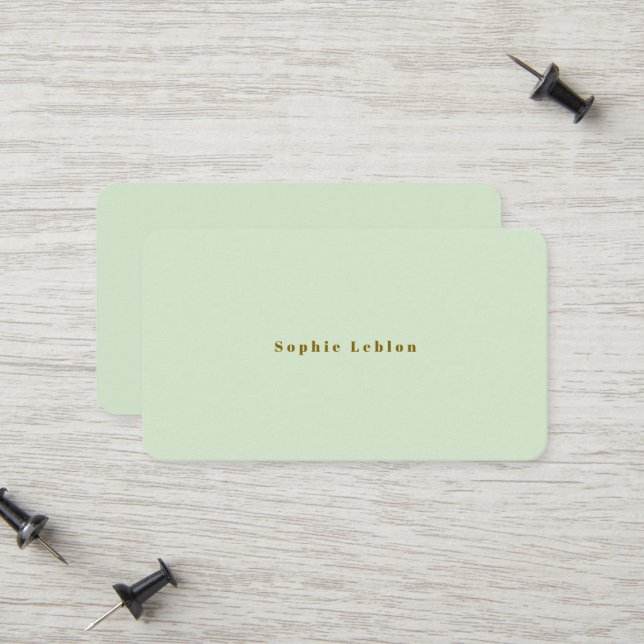 Cartão De Contato Mínimo Minimalista Simples verde-pálido (Frente/Verso In Situ)