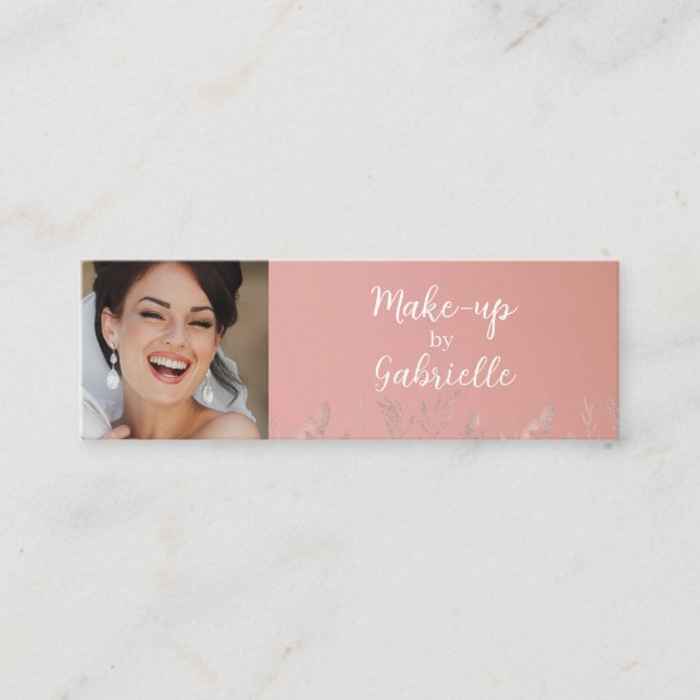 Cartão De Contato Modern Dusty Rose Botanical Photo Script QR Code  (Frente)