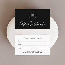 Cartão De Contato Modern Gift Certificate | Logo Business Name