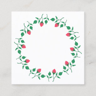 Cartão De Contato Moldura redonda floreada com flores rosa cor-de-ro