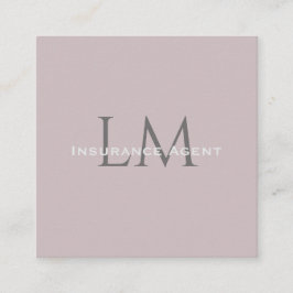 Cartão De Contato Monogram Square Rose Taupe Business Card