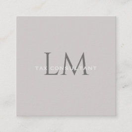 Cartão De Contato Monogram Square Taupe Gray Business Card