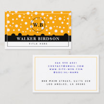 Monograma Laranja Preto Branco Elegante Inicial