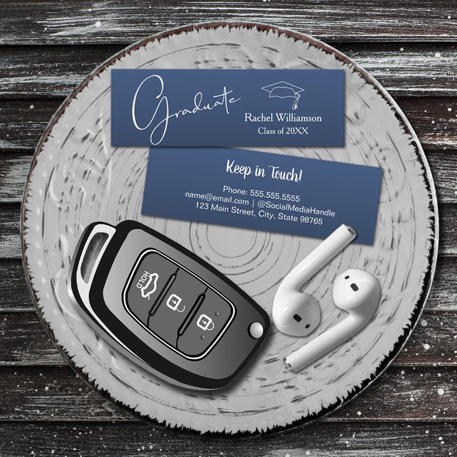 Cartão De Contato Nome da graduação azul (Graduation Name Blue Calling Card)