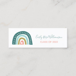 Cartão De Contato Nome de Graduação Bestial Girly Rainbow