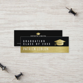 Cartão De Contato Nome do formando classe elegante de ouro preto e a
