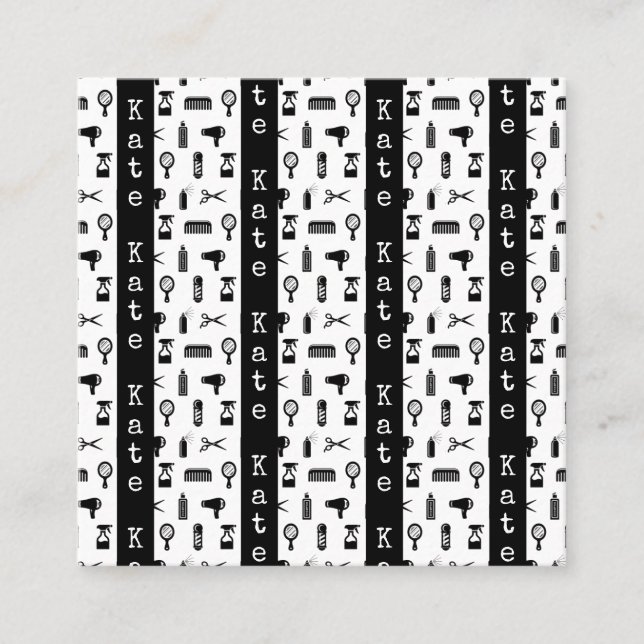 Cartão De Contato Nome PERSONALIZADO do Padrão do Salon & Barber Hai (Frente)