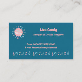 Cartão De Contato O professor de música nota elegante fundo azul