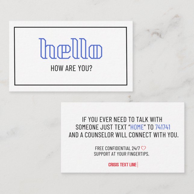 Cartão De Contato Olá Como Você Está Liberando Linha De Texto De Cri (Frente/Verso)