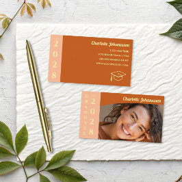 Cartão De Contato Orange Modern Photo Graduation Photo Name Card