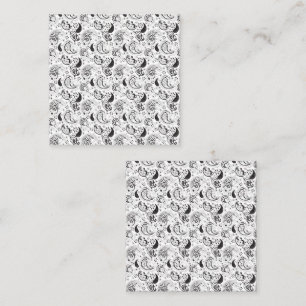 Cartão De Contato Padrão Paisley Preto e Branco – Arte Textil Elegan