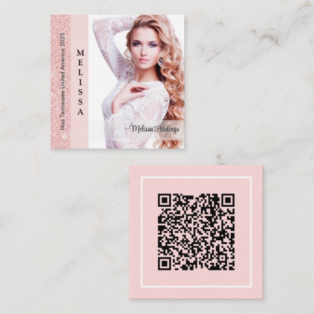Cartão De Contato Pastel Glitz Custom Pageant Queen Profile Card (Frente/Verso)