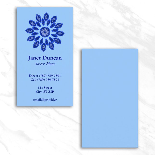 Cartão De Contato Perfil Mandala Azul (Blue Mandala Profile Calling Card)