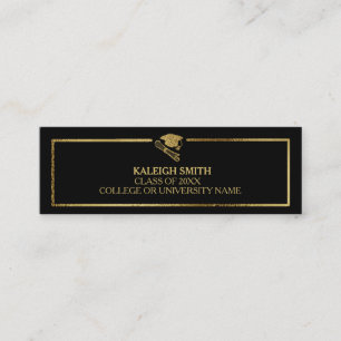 Cartão De Contato Personalizar Graduação Dourada Preta Inserir Car