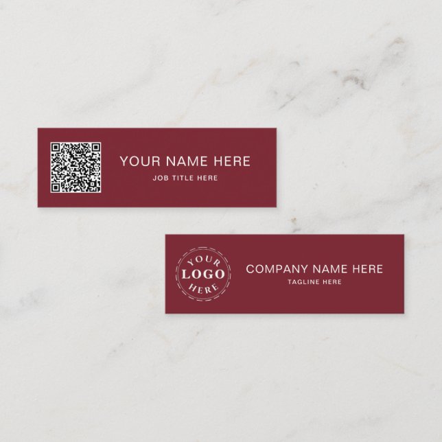 Cartão De Contato Personalized Burgundy Mini Calling Card Design (Frente/Verso)