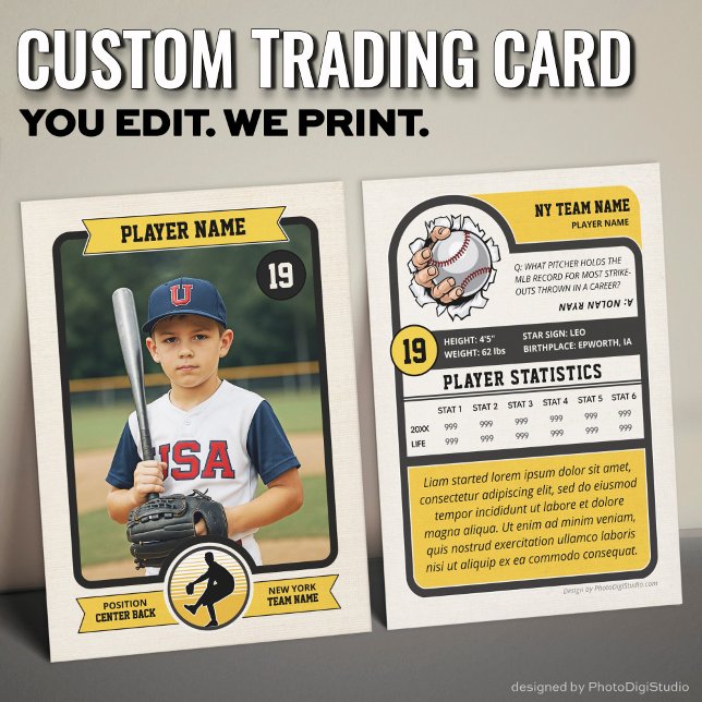 Cartão De Contato Placa Comercial Personalizada De Baseball, Placa D (Vintage Custom Baseball Trading Card, Gold Player Card)