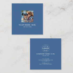 Cartão De Contato Placa de Chamada Azul Moderna com Typografo Branco
