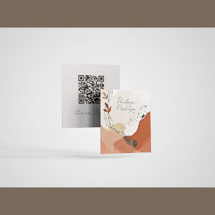 Cartão De Contato Placa de Chamada Boho Terracotta Abstrato