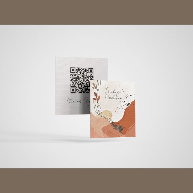 Cartão De Contato Placa de Chamada Boho Terracotta Abstrato (Criador carregado)
