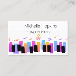 Cartão De Contato Placa de Chamada de Chaves Piano Elegantes de Prof