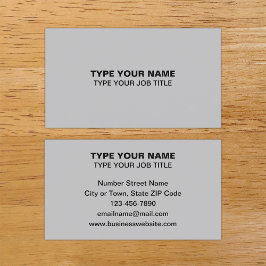 Cartão De Contato Placa de Chamada de Cinza de Texto Simples