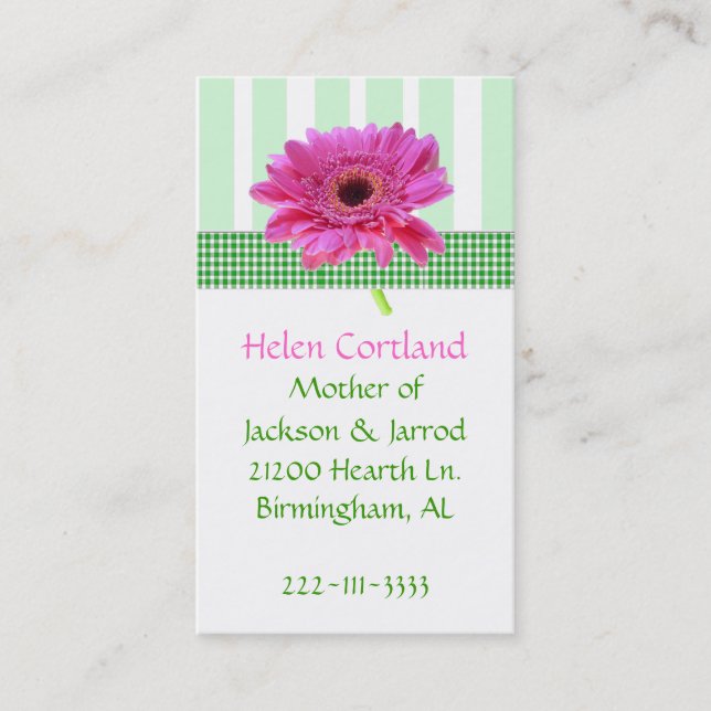 Cartão De Contato Placa de Chamada de mamãe (Frente)