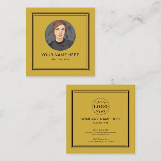 Cartão De Contato Placa de chamada Dourada M elegante com script pre (Frente/Verso)