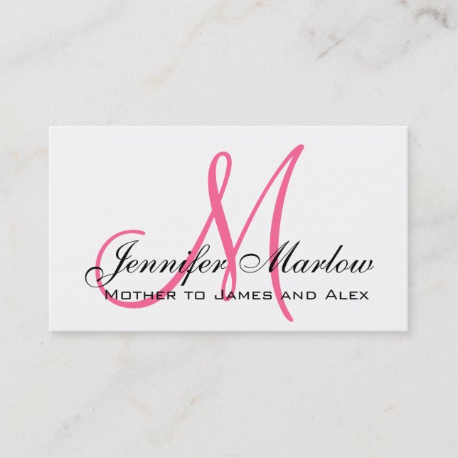 Cartão De Contato Placa de Chamada Personalizada de Mamãe Monograma  (Frente)