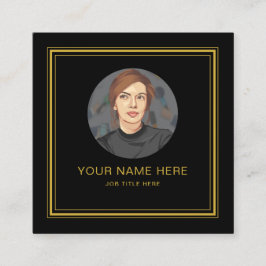 Cartão De Contato Placa de Chamada Preta Elegante com Script Dourado