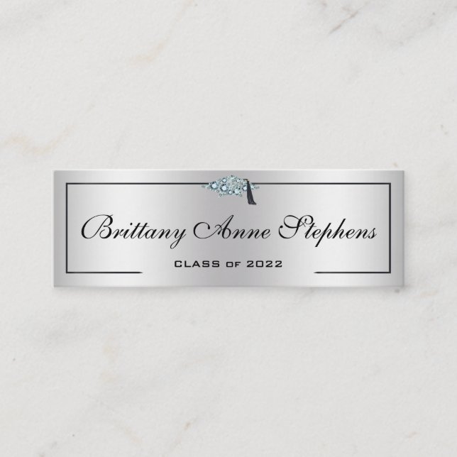 Cartão De Contato Placa de Chamada Silver 2 do Boné de Formando Está (Frente)