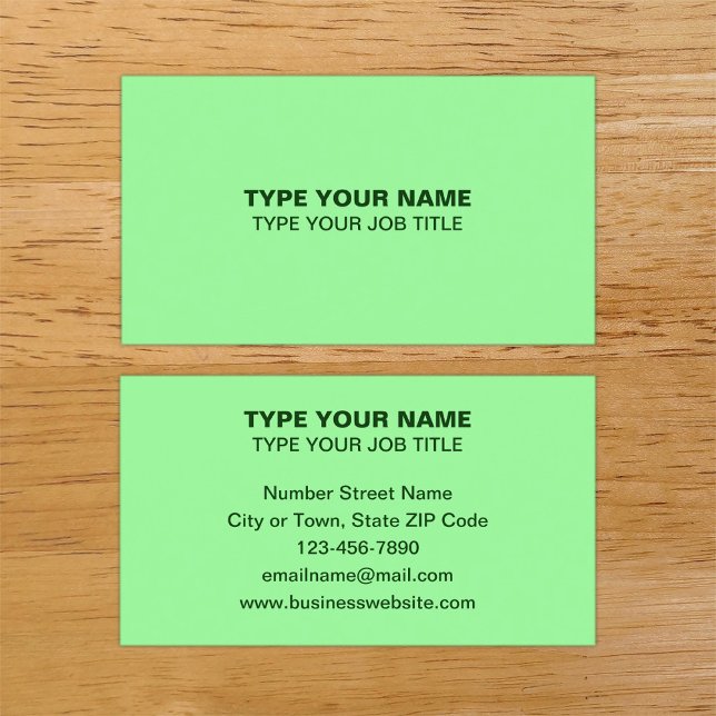 Cartão De Contato Placa de Chamada Verde Design claro de Textos Simp (Plain texts design light green calling card.)