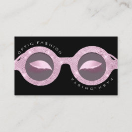 Cartão De Contato Placa de compromisso Óptica Rosa de brilho preto