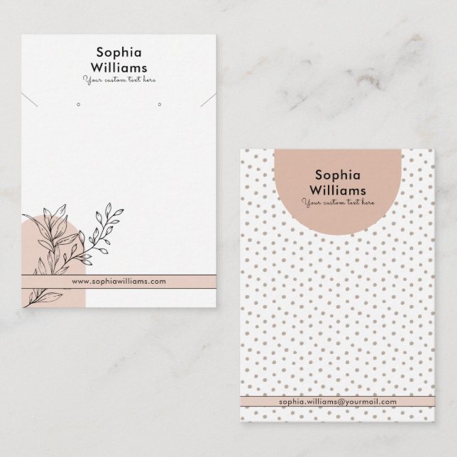 Cartão De Contato Placa de Exibição de Colar e Orelha Moderno Boho P (Frente/Verso)